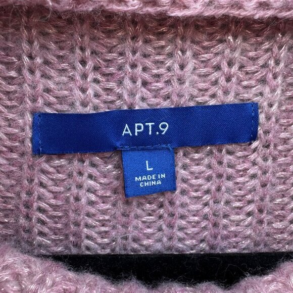 APT 9 Womens Pink Ribbed Turtleneck Wide Knit Long Sleeve Cozy Sweater New L - Picture 5 of 9